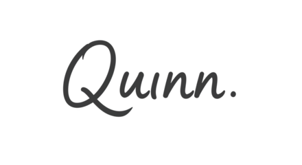 Elegant Script Typography The Name Quinn in a Stylish Handwritten Font.