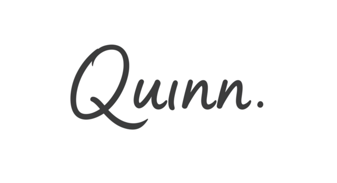 Elegant Script Typography The Name Quinn in a Stylish Handwritten Font.