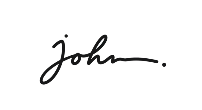 Elegant Signature of the Name John in a Stylish Script Font.