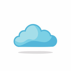 Fototapeta premium Fluffy light blue cartoon cloud with shadow, illustration of heavenly weather condition, cloudscape element, cloud icons, design asset