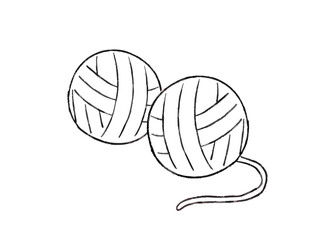 手芸で使う毛糸玉の手描きイラスト　線画