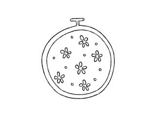 手芸で使う刺繍枠の手描きイラスト　線画