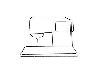 手芸で使うミシンの手描きイラスト　線画