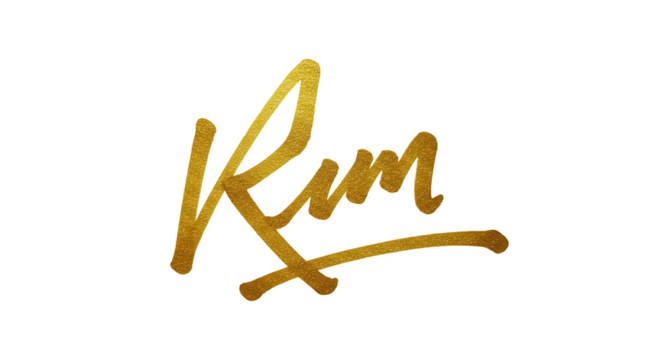 Golden rum signature handwritten on white background.