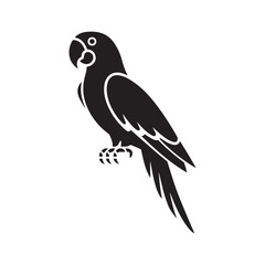 Elegant Black Parrot Silhouette – Tropical Bird Vector Design for Logo, Icon, Tattoo, Wildlife Illustration, Nature Decor, Exotic Bird Art, Minimalist Silhouette Illustration