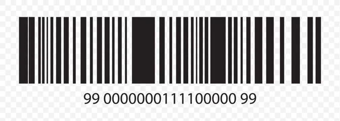 Set of barcode vector icon. Trendy bar code for web icon. Abstract barcode vector icon illustration. Bar code on Transparent Background. EPS 10.