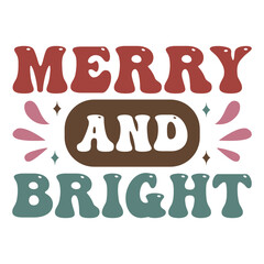 Merry and Bright Groovy Retro Christmas Ornaments Design

