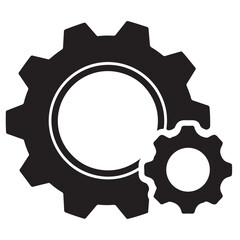 Two Black Interlocking Gears Icon
