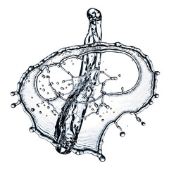 Dynamic water splash isolated on transparent background illustrating movement and fluid dynamics
