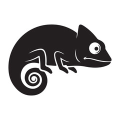 Minimalist Black Chameleon Icon Illustration