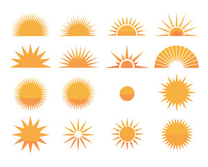 Collection of vector illustrations of the sun
