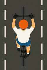 cyclist riding on road with helmet and gloves representing healthy lifestyle outdoor exercise transportation and cycling safety concept