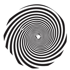 Swirling Black and White Hypnotic Spiral Design