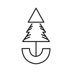 Modern minimalist icon blending a Christmas tree