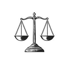 Balance scale illustration with transparent background for justice and fairness concept