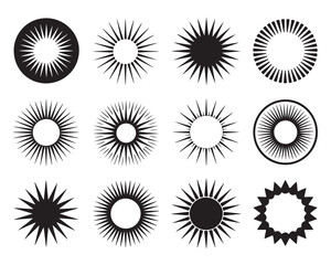 Fototapeta premium Sunburst vector set design elements in black and white