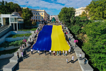 Potemkin Stairs in Odesa United Under the Ukrainian Flag
