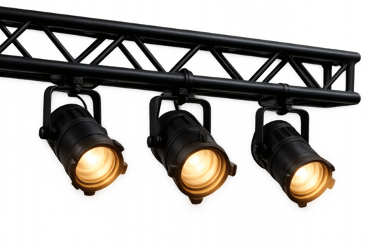 Bright Stage Spotlight Lights Illuminating Performance Isolated on Transparent Background