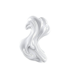 Abstract white liquid swirl with glossy texture modern design element on transparent background