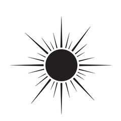 Stylized Black Sunburst Graphic Element on White Background