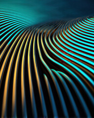 Mental Health Gratitude Concept, Colorful wavy stripes pattern enhance mental health with gratitude through soothing turquoise and gold abstract