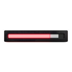 Glowing red progress bar on transparent background