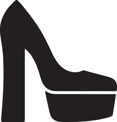 Platform shoes outline silhouette icon, perfect for fashion, footwear, and style design use.
