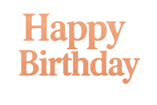 Happy birthday colorful rose gold text isolated on transparent background