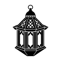Traditional arabic lantern silhouette vector illustration festive islamic decorative light icon scalable graphic