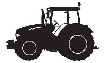 Black Silhouette of a Modern Farm Tractor Icon on a White Background