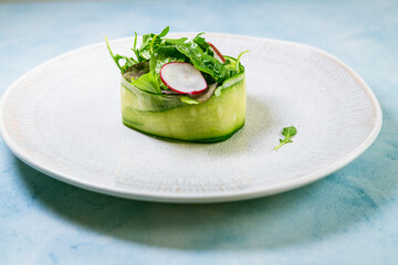 Healthy fresh green salad plate