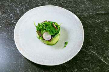 Healthy fresh green salad plate