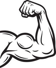 Naklejka premium Powerful bicep flexing arm symbolizes strength fitness bodybuilding achievement and muscular power