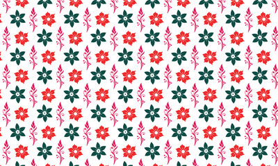 Modern colorful floral pattern Vector Design with red, green, and pink elements