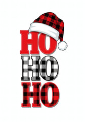 Ho Ho Ho Christmas Typography With Santa Hat Festive Holiday Design Isolated On White Background