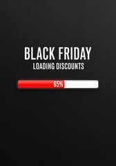 Black Friday Loading Discounts Progress Bar Indicating 65 Percent Completion Conceptual Theme Retail Sale Event