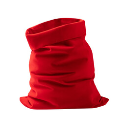 Red santa bag opened cutout. Christmas empty gift sack isolated.Delivery mockup.