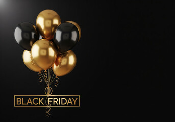 Elegant Black and Gold Balloons Float Celebrating Black Friday Shopping Event