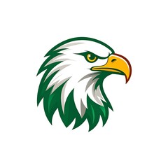 Obraz premium Stylized head of a majestic eagle, green and white, with yellow beak