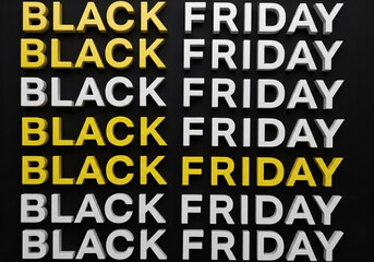 Black Friday Sale Advertising Text Bold 3D Typography Repeating Pattern Background Promotional Event Announcement