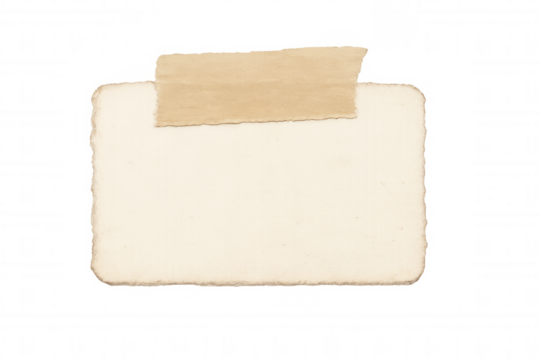 Empty retro paper for copy space, displaying aged texture and torn edges with masking tape, providing a classic backdrop