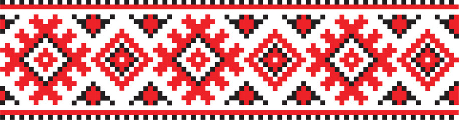 Vector seamless Slavic ethnic national pattern isolated on white background