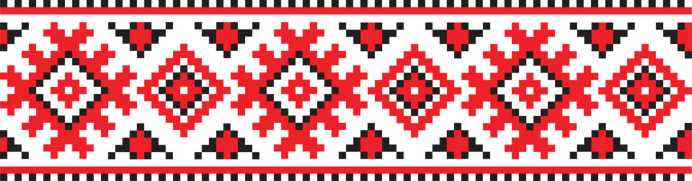Vector seamless Slavic ethnic national pattern isolated on white background