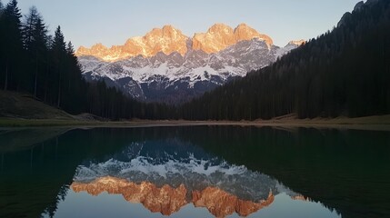 Calm Austrian Lake Sunset Mountain Reflection mountains