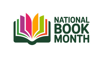Vector art of national book month logo with colorful book