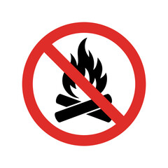 Vector art of no campfire sign, prohibition symbol vector design