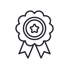 Vector outline icon of a ribbon as a reward. Ribbon award vector line icon.