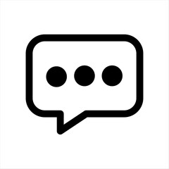 Simple black and white chat bubble icon with three dots