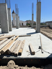 construction site with concrete blocks