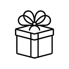 Outline icon vector of a giftbox. Reward item gift box. Giftbox vector illustration.